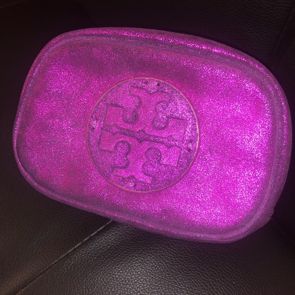 Purple Metallic Tory Burch Makeup Bag